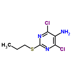 4,6-dichloro-2-propylsulfanylpyrimidin-5-amine structure