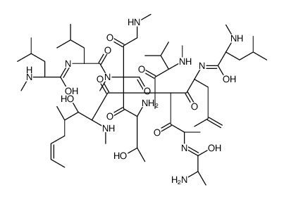 (2S)-N-[(2S)-1-[[(E,3S)-4-[(2S,3R)-2-amino-3-hydroxybutanoyl]-4-[(3S,8S)-6-[(2R)-2-[[(2S)-2-aminopropanoyl]amino]propanoyl]-2,5,10-trimethyl-3-(methylamino)-8-[[(2S)-4-methyl-2-(methylamino)pentanoyl]amino]-4,7-dioxoundec-10-en-5-yl]-3-formyl-7-hydroxy-8结构式