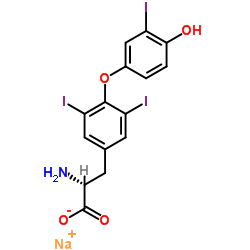 sodium O-(4-hydroxy-3-iodophenyl)-3,5-diiodo-D-tyrosinate structure