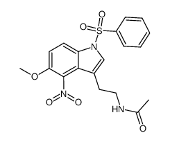 N-[2-(1-benzenesulfonyl-5-methoxy-4-nitro-1H-indol-3-yl)ethyl]acetamide结构式