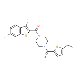 Piperazine, 1-[(3,6-dichlorobenzo[b]thien-2-yl)carbonyl]-4-[(5-ethyl-2-thienyl)carbonyl]- (9CI) Structure