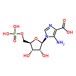 5-amino-1-[(2R,3R,4S,5R)-3,4-dihydroxy-5-(phosphonooxymethyl)oxolan-2-yl]imidazole-4-carboxylic acid Structure