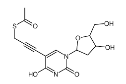 S-[3-[1-[(2R,4S,5R)-4-hydroxy-5-(hydroxymethyl)oxolan-2-yl]-2,4-dioxopyrimidin-5-yl]prop-2-ynyl] ethanethioate结构式