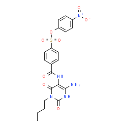Benzenesulfonic acid,4-[[(4-amino-1-butyl-1,2,3,6-tetrahydro-2,6-dioxo-5-pyrimidinyl)amino]carbonyl]-,4-nitrophenyl ester结构式
