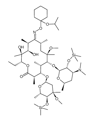 2',4-O-bis(trimethylsilyl)-6-O-methylerythromycin A 9-(E)-O-(1-isopropoxycyclohexyl)-oxime Structure