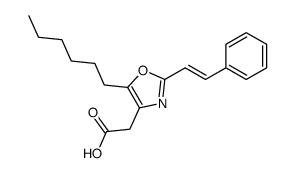 2-[5-hexyl-2-(2-phenylethenyl)-1,3-oxazol-4-yl]acetic acid结构式