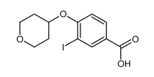 3-碘-4-(四氢-2H-吡喃-4-氧基)苯甲酸结构式
