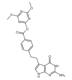 4,6-dimethoxy-1,3,5-triazin-2-yl 4-(2-(2-amino-4-oxo-4,7-dihydro-3H-pyrrolo[2,3-d]pyrimidin-5-yl)ethyl)benzoate结构式