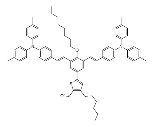 5-[3,5-bis[(E)-2-[4-(4-methyl-N-(4-methylphenyl)anilino)phenyl]ethenyl]-4-octoxyphenyl]-3-hexylthiophene-2-carbaldehyde Structure