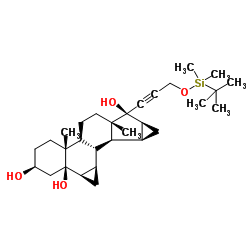 17-(O-叔丁基二甲基甲硅烷基-1-丙炔基-3-羟基)-6β,7β：15β,16β-二亚甲基雄烷-3β,5β,17β-三醇结构式