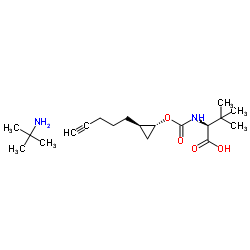 (S)-3,3-Dimethyl-2-((1R,2R)-2-pent-4-ynyl-cyclopropoxycarbonylamino)-butyric acid, tert-butylamine salt structure