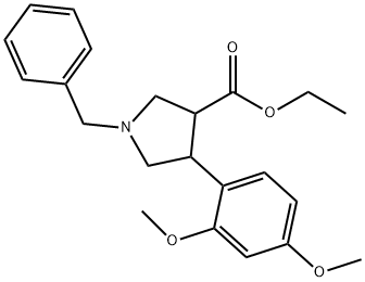 反式-1-苄基-4-(2,4-二甲氧基苯基)吡咯烷-3-羧酸乙酯结构式