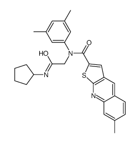 (9CI)-N-[2-(环戊基氨基)-2-氧代乙基]-N-(3,5-二甲基苯基)-7-甲基-噻吩并[2,3-b]喹啉-2-羧酰胺结构式