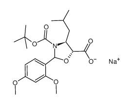 N-Boc-N,O-(2,4-dimethoxybenzylidene)-β-isobutylisoserine sodium salt结构式