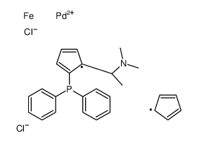 二氯[(S)-N,N-二甲基-1-[(R)-2-(二苯基膦基)二茂铁基]乙胺]钯(II)结构式