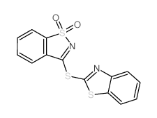 7-benzothiazol-2-ylsulfanyl-9$l^{6}-thia-8-azabicyclo[4.3.0]nona-1,3,5,7-tetraene 9,9-dioxide结构式