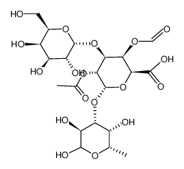 (2S,3R,4S,5R,6S)-5-acetoxy-3-(formyloxy)-4-(((2R,3R,4S,5R,6R)-3,4,5-trihydroxy-6-(hydroxymethyl)tetrahydro-2H-pyran-2-yl)oxy)-6-(((3S,4R,5R,6S)-2,3,5-trihydroxy-6-methyltetrahydro-2H-pyran-4-yl)oxy)tetrahydro-2H-pyran-2-carboxylic acid Structure