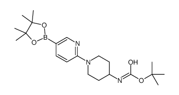 N-[1-[5-(4,4,5,5-四甲基-1,3,2-二噁硼烷-2-基)-2-吡啶]-4-哌啶基]氨基甲酸 1,1-二甲基乙酯结构式