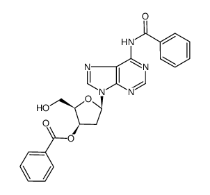 N6-benzoyl-9-(3-O-benzoyl-2-deoxy-β-D-threo-pentofuranosyl)adenine结构式
