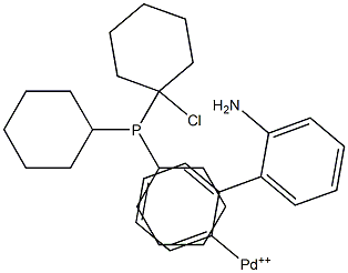 氯[(三环己基膦)-2-(2-氨基联苯)]钯(II)结构式