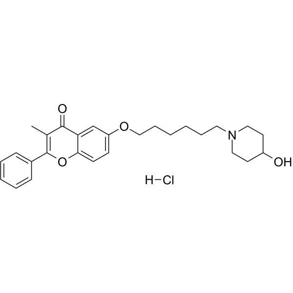 6-(6-(4-hydroxypiperidinyl)hexyloxy)-3-methylflavone HCl Structure