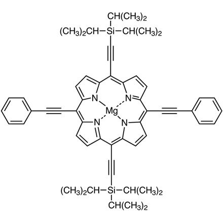 [5,15-双(苯乙炔基)-10,20-双[(三异丙基硅烷基)乙炔基]卟吩]]合镁(II)结构式