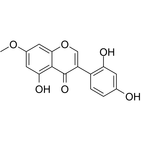 木豆异黄酮； 2',4',5-三羟基-7-甲氧基异黄酮结构式