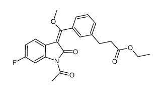 1-acetyl-3-[1-methoxy-1-(3-(2-ethoxycarbonylethyl)phenyl)methylene]-6-fluoro-2-indolinone Structure
