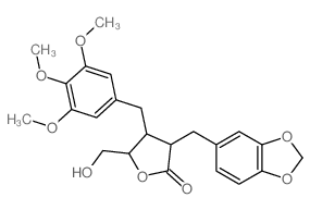 3-(1,3-benzodioxol-5-ylmethyl)-5-(hydroxymethyl)-4-[(3,4,5-trimethoxyphenyl)methyl]oxolan-2-one Structure