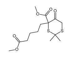 methyl 4-(4-methoxycarbonyl-butyl)-2,2-dimethyl-5-oxo-(1,3)-dithiane-4-carboxylate Structure