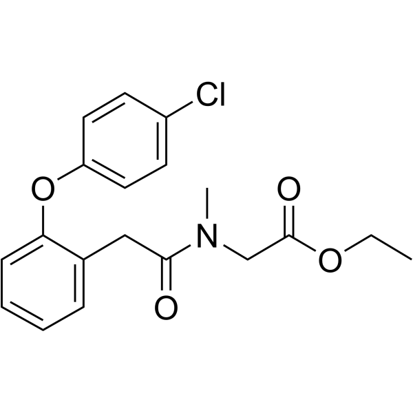 N-(2-(2-(4-氯苯氧基)苯基)乙酰基)-N-甲基甘氨酸甲酯结构式