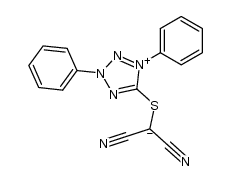 dicyano((2,4-diphenyl-2H-tetrazol-4-ium-5-yl)thio)methanide结构式