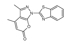 1-(1,3-benzothiazol-2-yl)-3,4-dimethylpyrano[2,3-c]pyrazol-6-one结构式