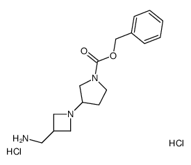 3-(3-氨基甲基-氮杂啶-1-基)-吡咯烷-1-羧酸苄酯双盐酸盐结构式