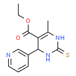 Pyrimidine-5-carboxylic acid, 1,2,3,4-tetrahydro-6-methyl-4-(3-pyridyl)-2-thioxo-, ethyl ester结构式