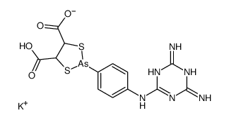 potassium,5-carboxy-2-[4-[(4,6-diamino-1,3,5-triazin-2-yl)amino]phenyl]-1,3,2-dithiarsolane-4-carboxylate Structure