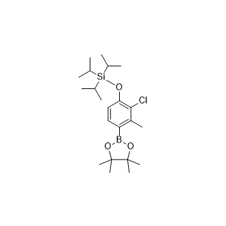 [2-氯-3-甲基-4-(4,4,5,5-四甲基-1,3,2-二氧硼杂环戊烷-2-基)苯氧基]三异丙基硅烷结构式