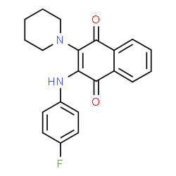 2-((4-fluorophenyl)amino)-3-(piperidin-1-yl)naphthalene-1,4-dione结构式