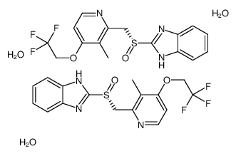 2-[(R)-[3-methyl-4-(2,2,2-trifluoroethoxy)pyridin-2-yl]methylsulfinyl]-1H-benzimidazole,trihydrate Structure