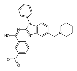 3-硝基-N-[1-苯基-5-(1-哌啶甲基)-1H-苯并咪唑-2-基]苯甲酰胺结构式
