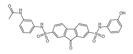 N-(3-{[(7-{[(3-hydroxyphenyl)amino]sulfonyl}-9-oxo-9H-fluoren-2-yl)sulfonyl]amino}phenyl)acetamide结构式