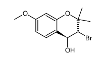 (+/-)-trans-3-Bromo-7-methoxy-2,2-dimethylchraman-4-ol结构式