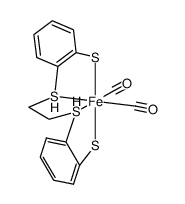 {Fe(CO)2(2,3,8,9-dibenzo-1,4,7,10-tetrathiadecane(2-))}结构式