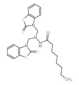 N,N-bis[(2-sulfanylidenebenzothiazol-3-yl)methyl]octanehydrazide Structure