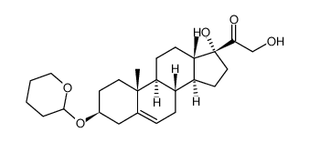 17α,21-Dihydroxy-3β-(2-tetrahydropyranyloxy)-5-pregnen-20-one结构式