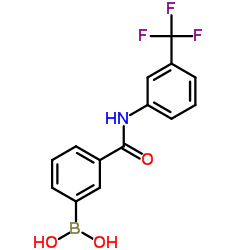 (3-((3-(三氟甲基)苯基)氨基甲酰)苯基)硼酸结构式
