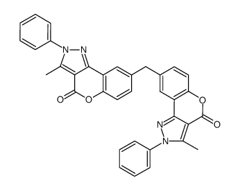 3-methyl-8-[(3-methyl-4-oxo-2-phenyl-2,4-dihydrochromeno[4,3-c]pyrazol-8-yl)methyl]-2-phenyl-2,4-dihydrochromeno[4,3-c]pyrazol-4-one结构式
