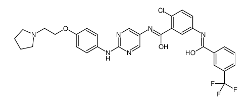 2-氯-N-(2-(4-(2-(吡咯烷-1-基)乙氧基)苯基氨基)嘧啶-5-基)-5-(3-(三氟甲基)苯酰胺)苯甲酰胺结构式
