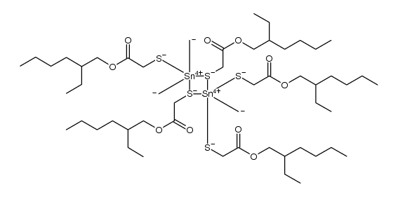 Tin, bis[μ-​[2-​ethylhexyl 2-​(mercapto-​κS:κS)​acetato]​]​tris[2-​ethylhexyl 2-​(mercapto-​κS)​acetato]​trimethyldi Structure
