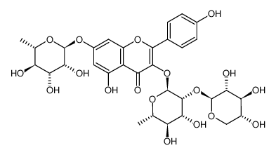 kaempferol 3-O-β-D-xylopyranosyl-(1→2)-α-L-rhamnopyranosyl-7-O-α-L-rhamnopyranoside Structure